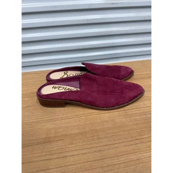 Sam Edelman Lewellyn Studded Red Wine Mule Shoes - Picture 2 of 5